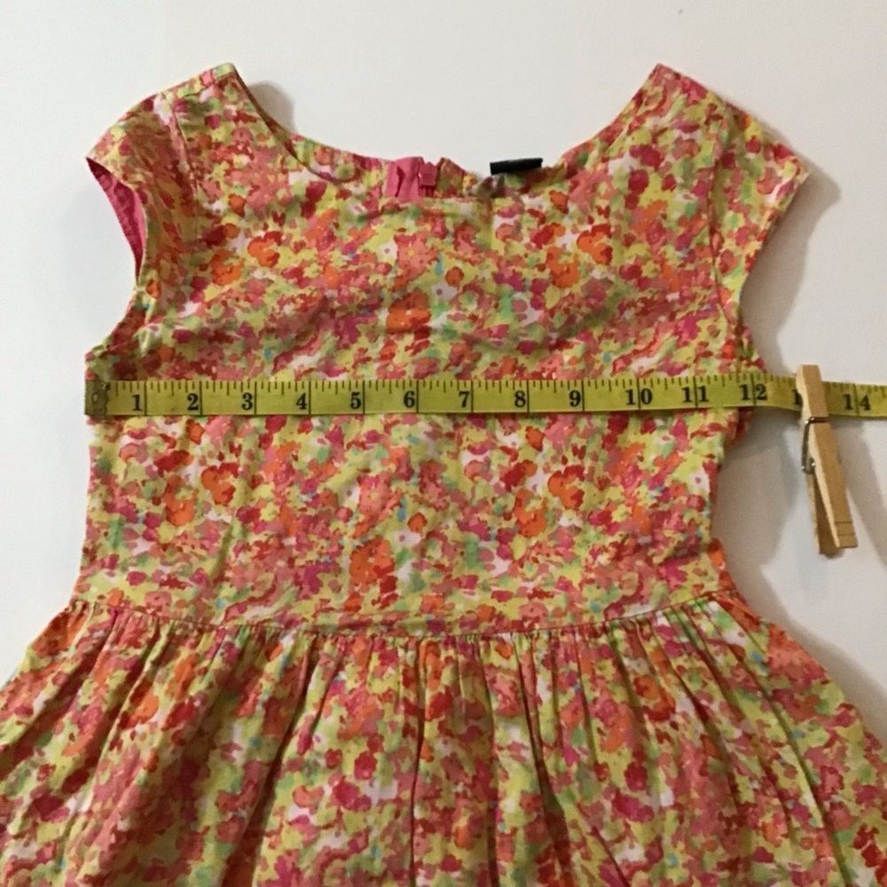 GAP Dress Girls Sz Small (6-7) Pink Orange Floral Fit Flare Cap Sleeve Tulle - Picture 5 of 15